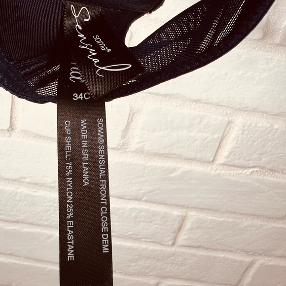 NWT Soma Sensual Front Close Lined Underwire Racerback Demi Bra 34 C Navy #0449 - Picture 8 of 13